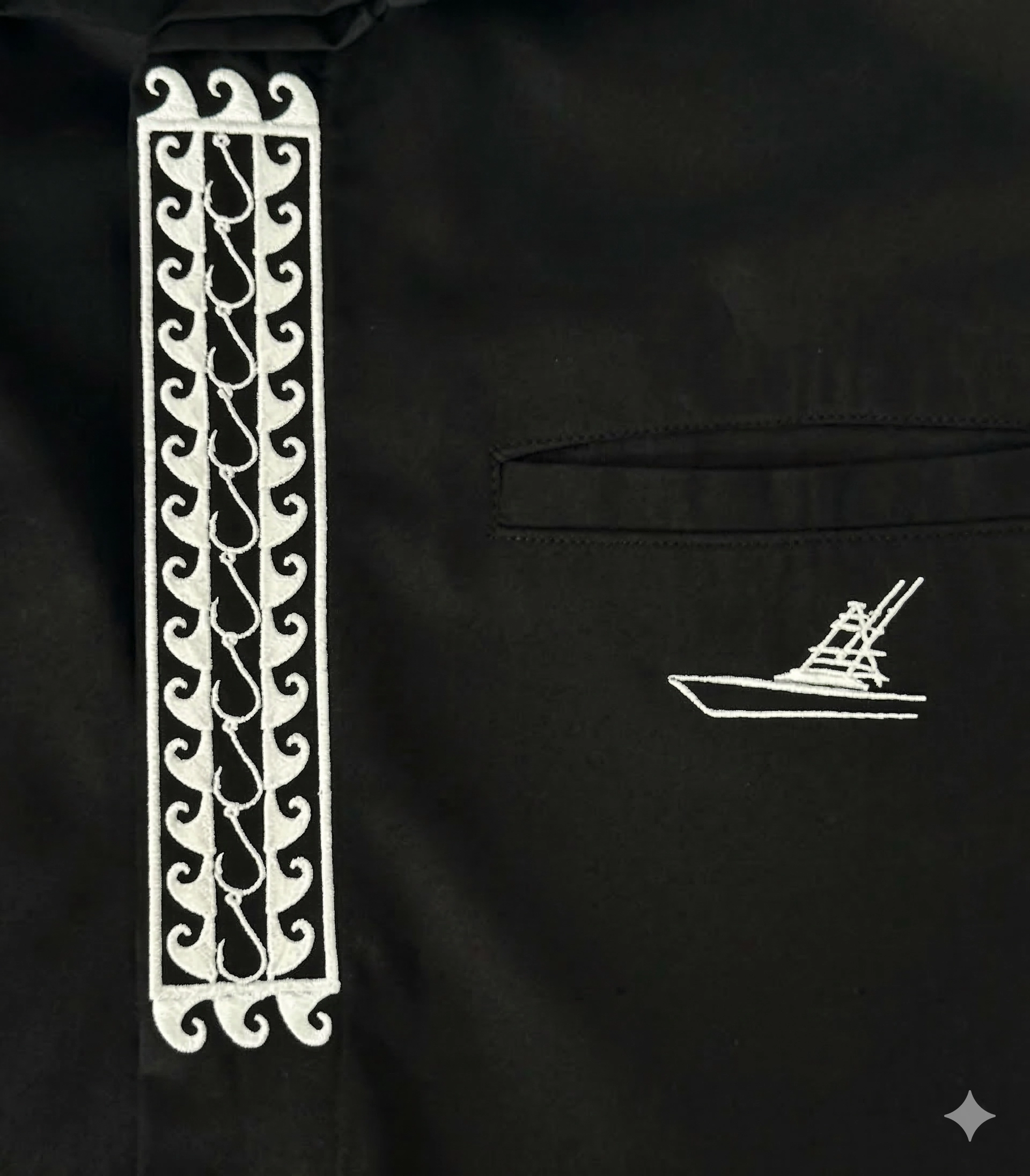 Right Rigger Hooks and Waves Black Embroidered Dress Shirt - Image 3