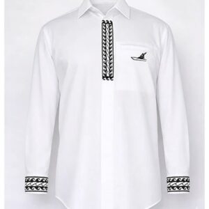 Right Rigger Hooks and Waves White Embroidered Dress Shirt